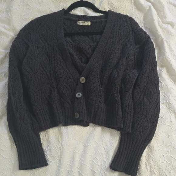 Arizona Jean Co Gray Knit Cropped Cardigan Sweater XL - Picture 7 of 7